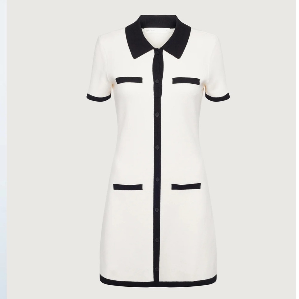 OAK + FORT Collared contrast trim knit mini dress